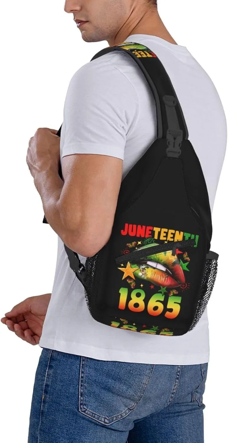 Juneteenth 1865 Lip Crossbody Bag Adjustable Sling Bag Casual Chest Bags Travel Shoulder Backpack