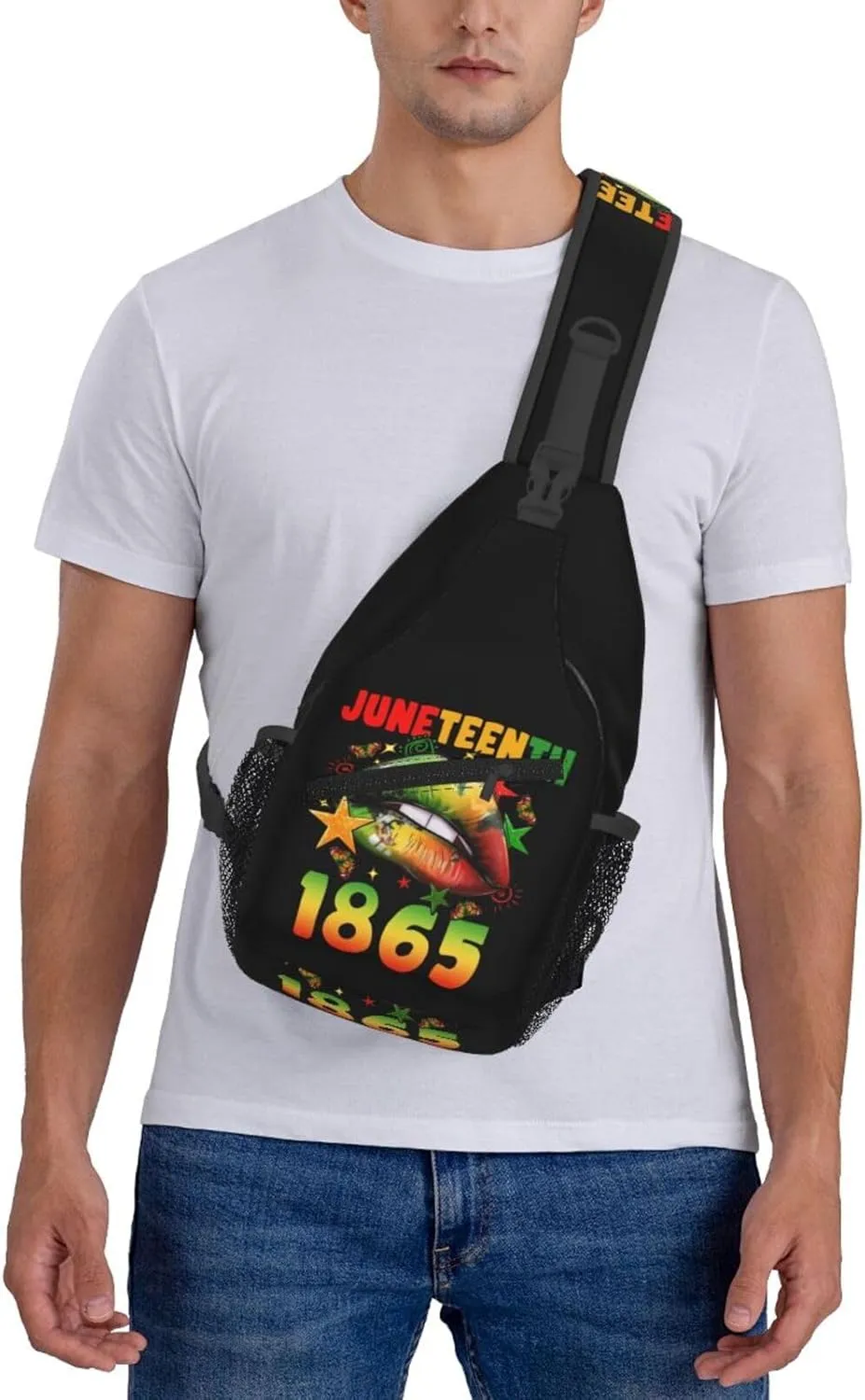 Juneteenth 1865 Lip Crossbody Bag Adjustable Sling Bag Casual Chest Bags Travel Shoulder Backpack