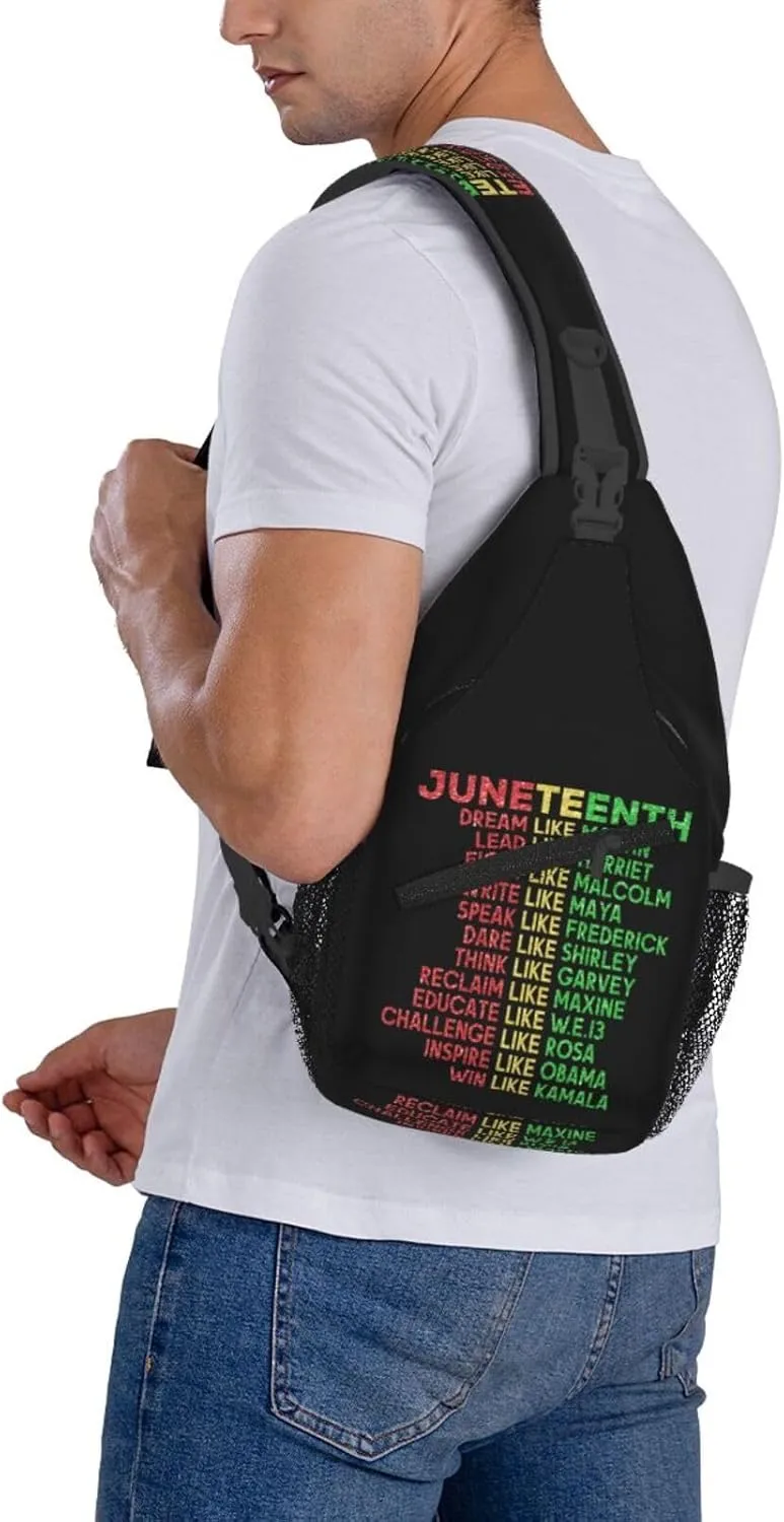 Juneteenth Breaking Every Chain Since 1865 Crossbody Bag Adjustable Sling Bag Chest Bags Travel Shoulder Backpack