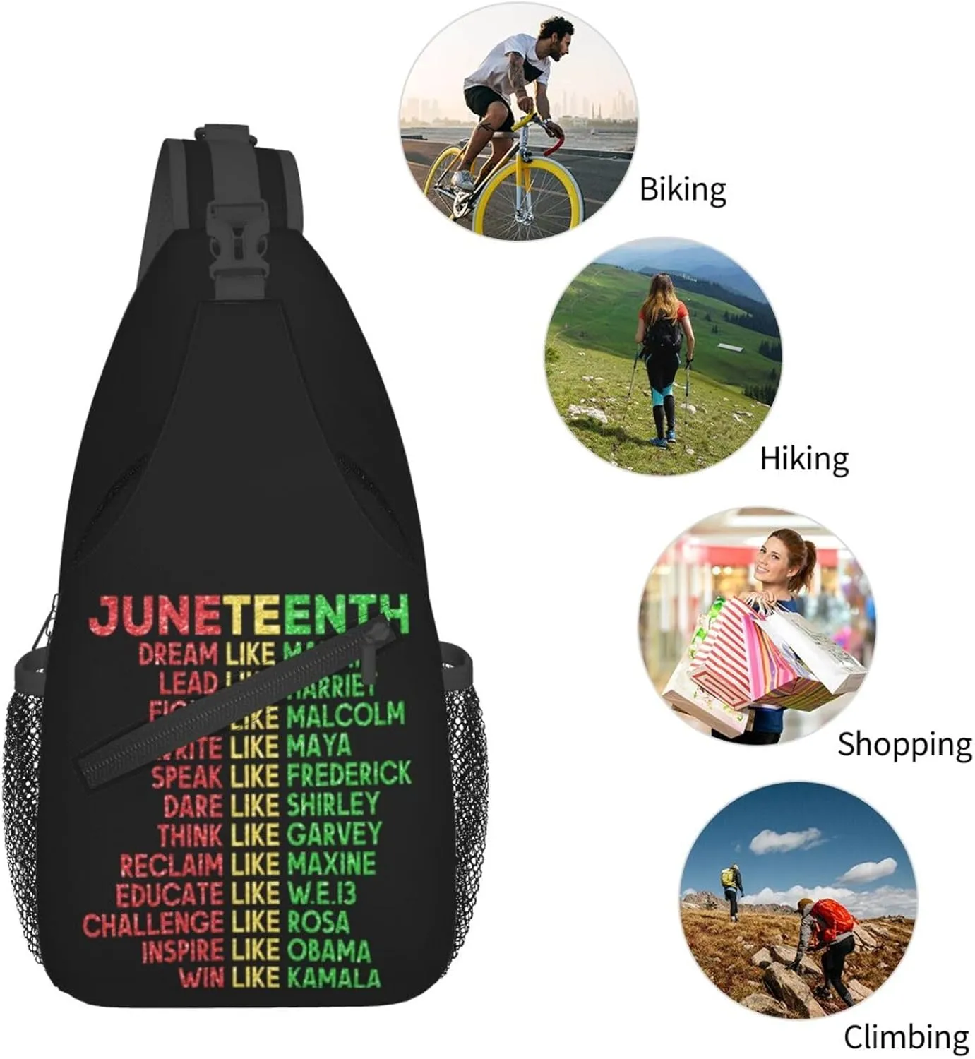Juneteenth Breaking Every Chain Since 1865 Crossbody Bag Adjustable Sling Bag Chest Bags Travel Shoulder Backpack
