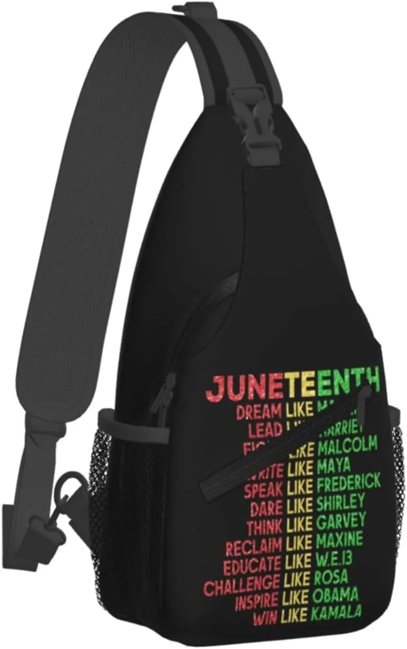Juneteenth Breaking Every Chain Since 1865 Crossbody Bag Adjustable Sling Bag Chest Bags Travel Shoulder Backpack