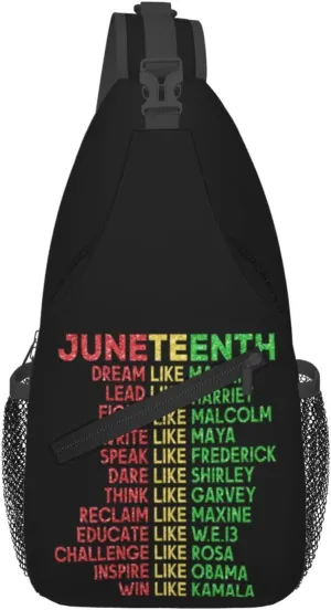 Juneteenth Breaking Every Chain Since 1865 Crossbody Bag Adjustable Sling Bag Chest Bags Travel Shoulder Backpack