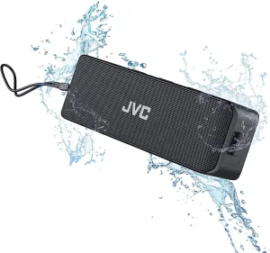 JVC Portable Wireless Speaker with Stereo Sound, Bluetooth 5.0, TWS Stereo Function, Waterproof IPX7, up to 22-Hour Battery Life - SPSQ4BT, Black