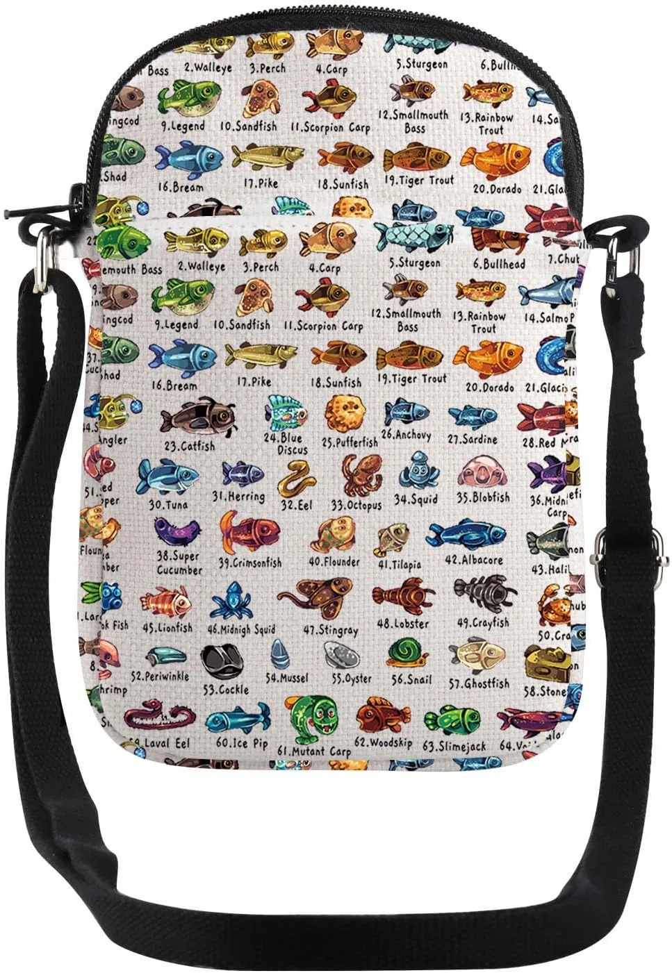 JYTAPP Fish Crossbody Bag Farm Game Fan Gift Gaming Messenger Bag Fisherman Accessories Bag Fish Lover Gifts