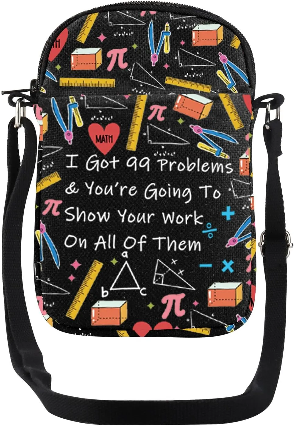 JYTAPP Math Teacher Gift I Got 99 Problems Math Science Geeky Gift Math Teacher Crossbody Bag Funny Gift Math Lover Gift