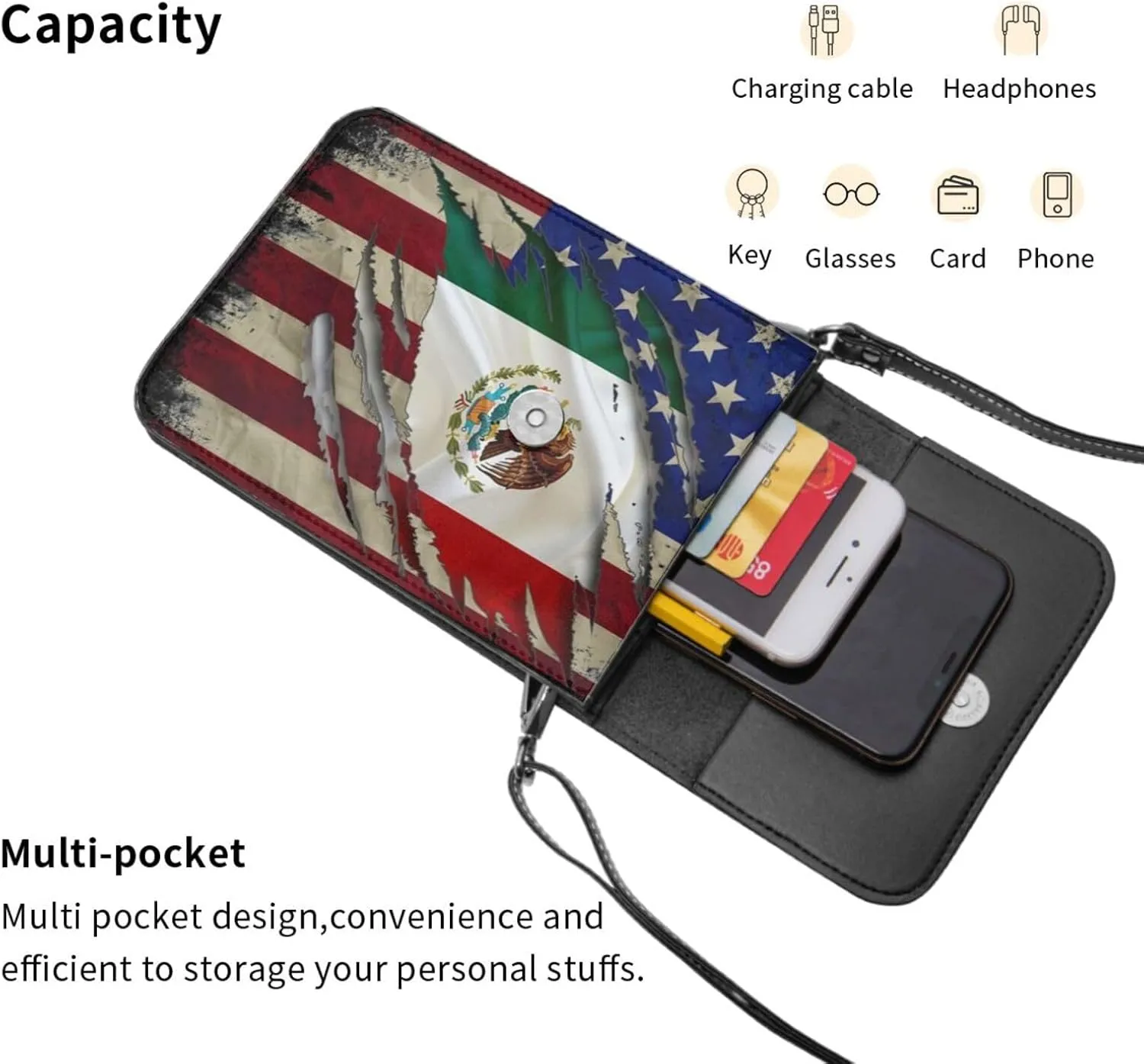 K9 Paw Thin Blue Line Flag Cell Phone Purse Small Crossbody Bags For Women Men Wallet Purses With Adjustable Strap