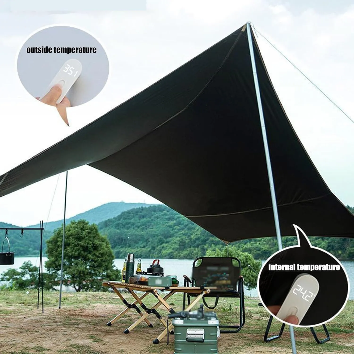 KAnduo Waterproof Portable Tarp Multifunctional Outdoor Camping Traveling 8 Corner Awning with Poles Family Beach Tent for Picnic, Hiking, Backpacking(Rice-White,220x173x102inch)