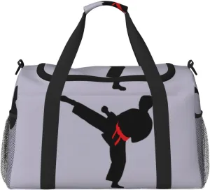 Karate Boy Vector Changeable Belt Color Print Everyday Use Travel Duffle Bag Large Capacity Travel Bag Stylish Functional Bag