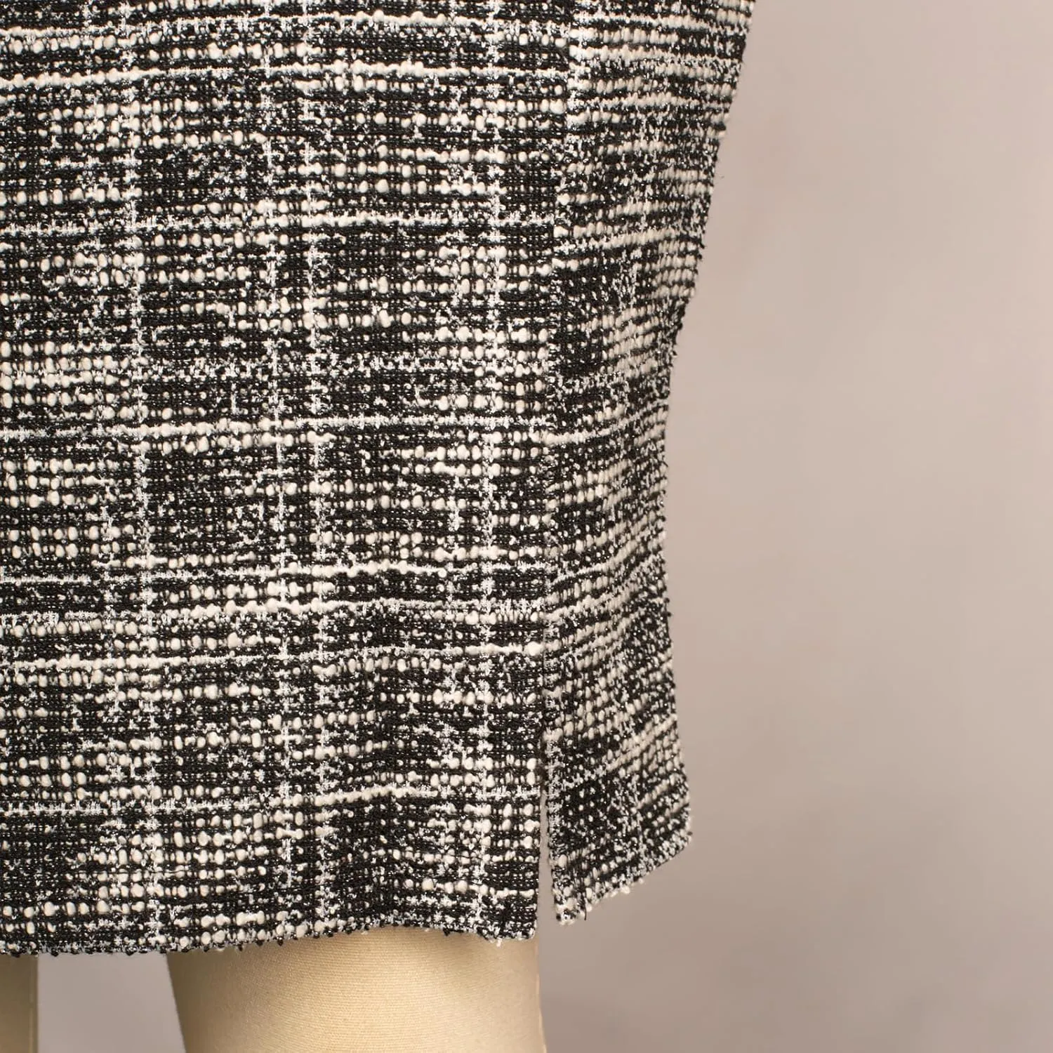 Kate Kasin Women's Tweed Pencil Skirt Knee Length High Waisted Skirts with Slit Elegant Skirts with Belt