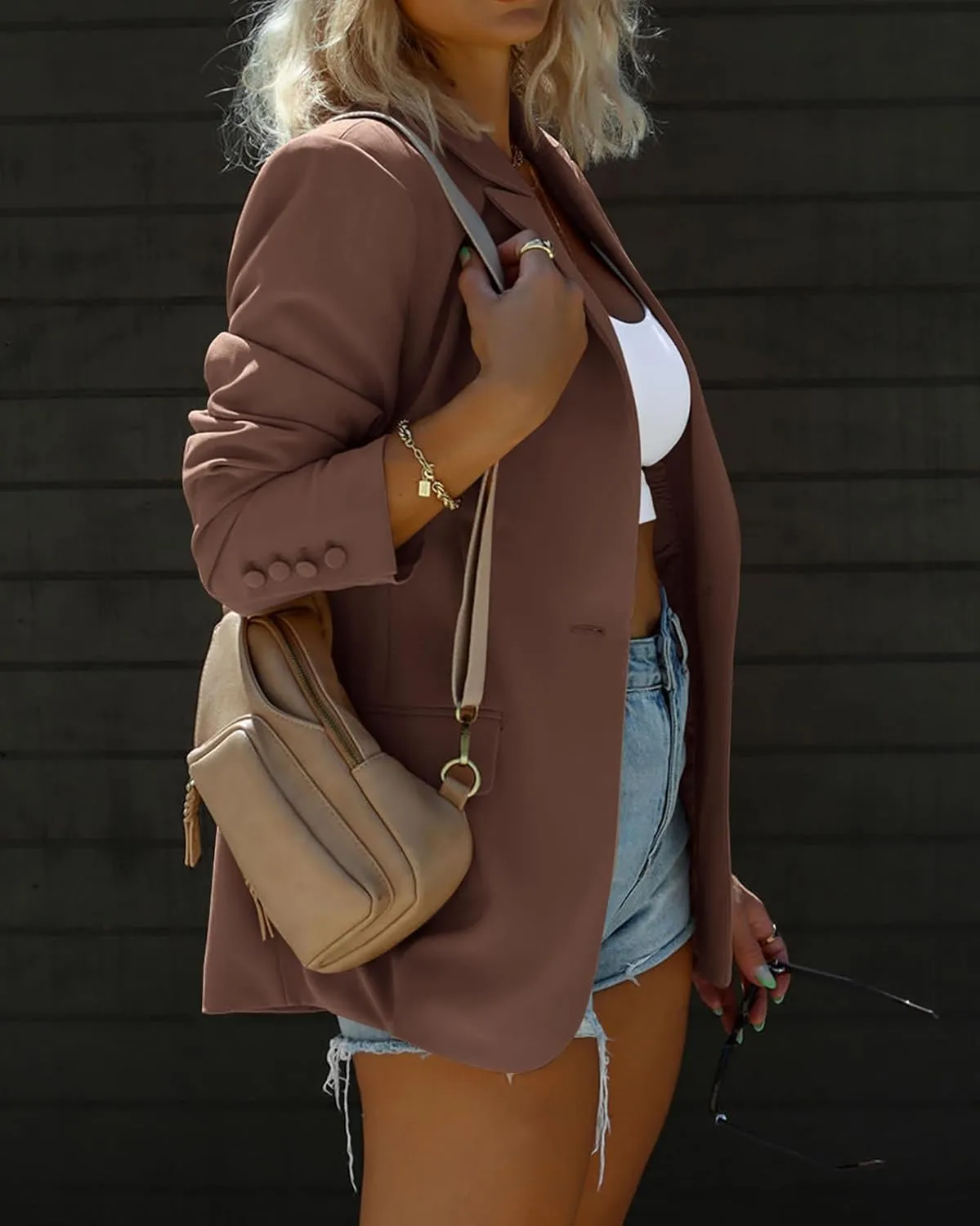 KIRUNDO Womens Blazer 2025 Spring Fall Bussiness Casual Long Sleeve Button Open Front Suit Jackets Work Clothes Pockets