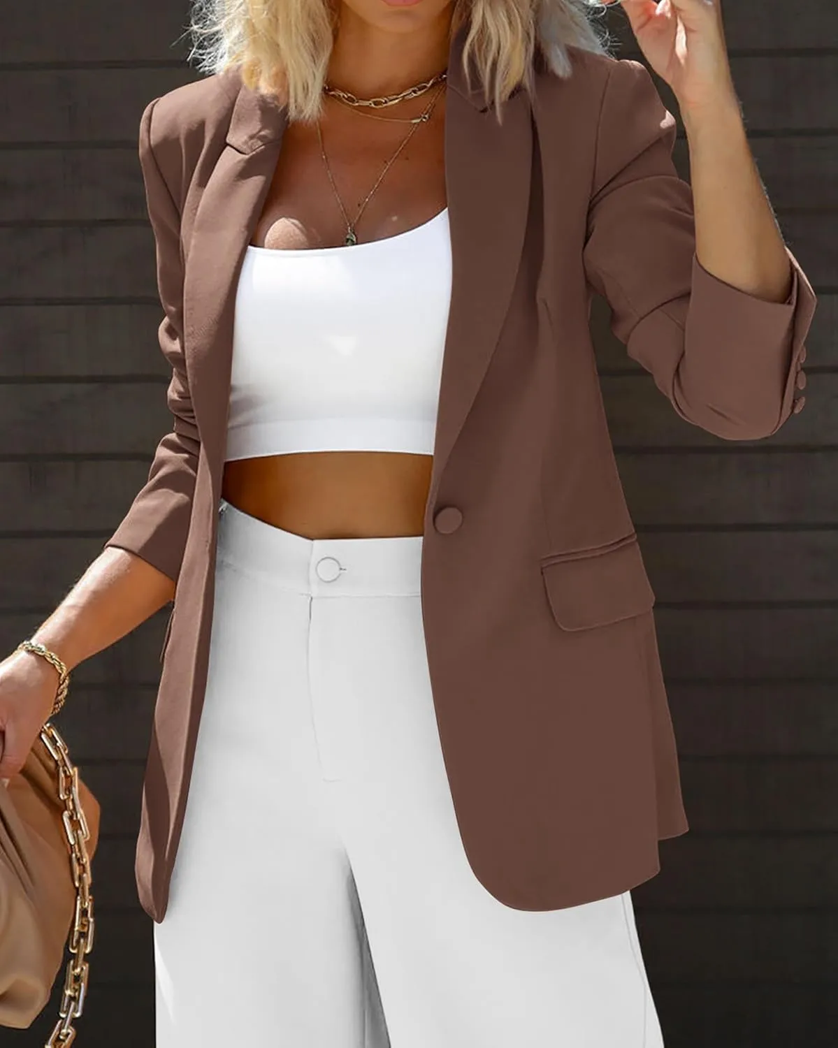 KIRUNDO Womens Blazer 2025 Spring Fall Bussiness Casual Long Sleeve Button Open Front Suit Jackets Work Clothes Pockets
