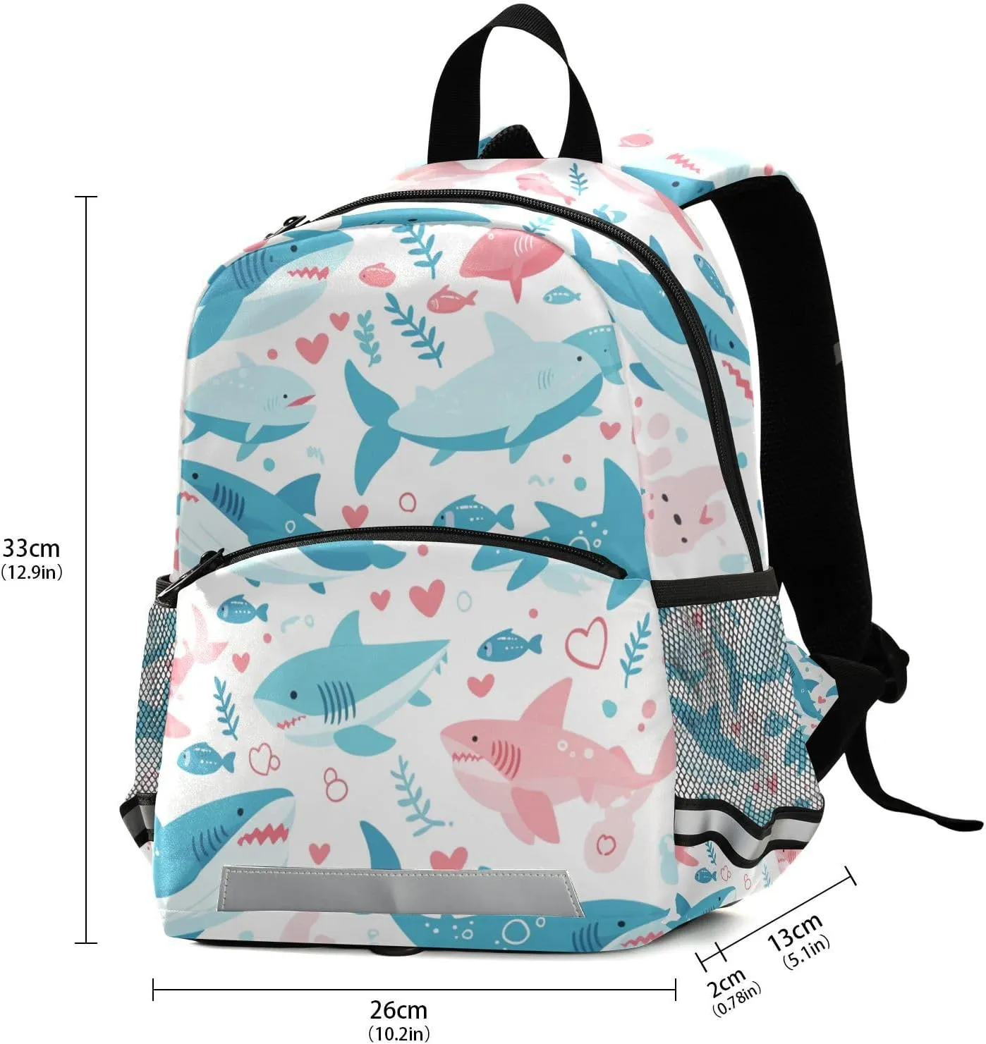KLL Ocean fish sea Masco Backpacks for Kindergarten Waterproof Cute Bookbag with Reflective Strips Travel Daypack