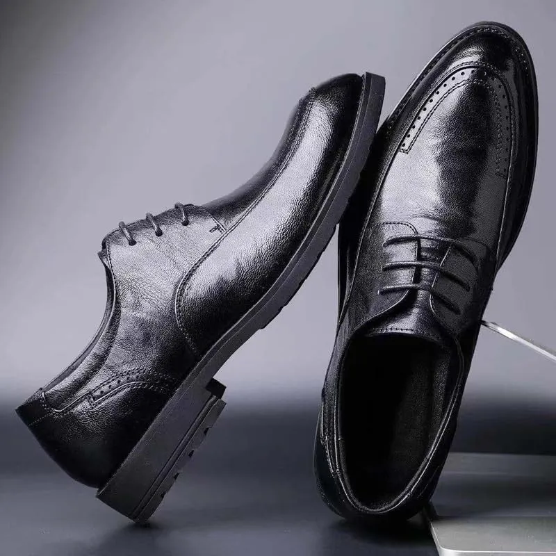 Lace Up Men Oxfords Shoes, Men's Fashion Classic Pointed Toe Leather Dress Shoes Brogue Tuxedo Comfortable Business Wedding Formal Stylish