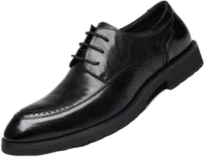 Lace Up Men Oxfords Shoes, Men's Fashion Classic Pointed Toe Leather Dress Shoes Brogue Tuxedo Comfortable Business Wedding Formal Stylish