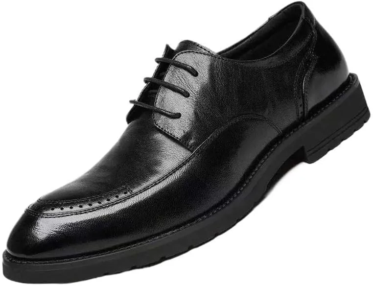 Lace Up Men Oxfords Shoes, Men's Fashion Classic Pointed Toe Leather Dress Shoes Brogue Tuxedo Comfortable Business Wedding Formal Stylish