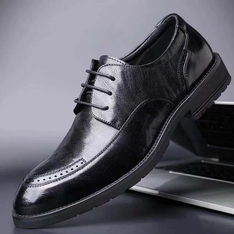 Lace Up Men Oxfords Shoes, Men's Fashion Classic Pointed Toe Leather Dress Shoes Brogue Tuxedo Comfortable Business Wedding Formal Stylish