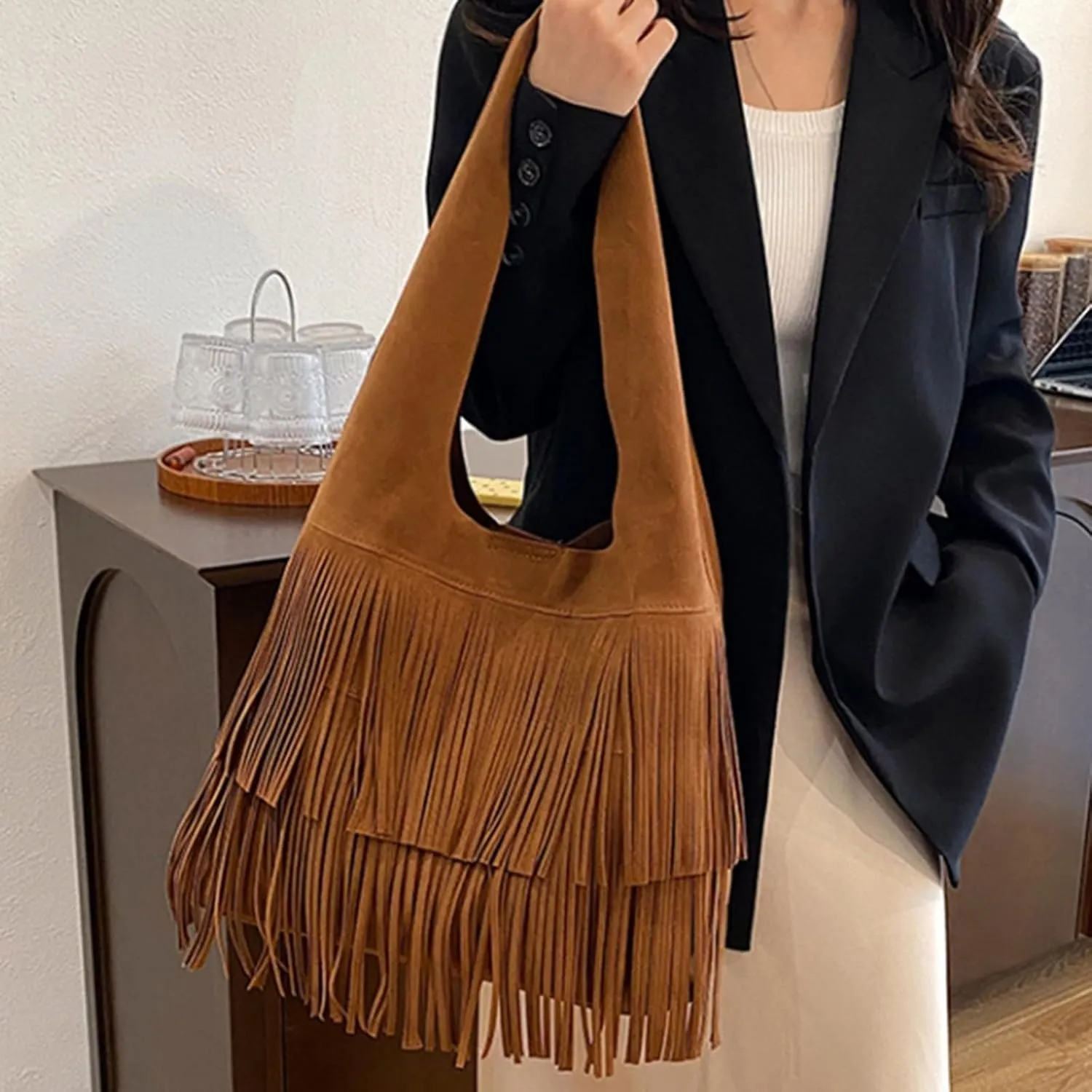 Ladies Soft Pu Leather Shoulder Bags Waterproof Nylon Crossbody Bags for Woman Trendy Womens Elegant Evening Bag(Coffee)