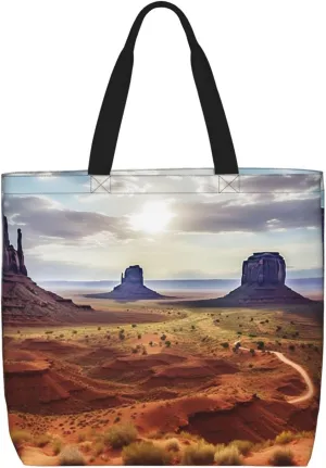 Landscape of Monument Valley printed Reusable Shopping Bag Fashion Handbag For Work Travel Shopping