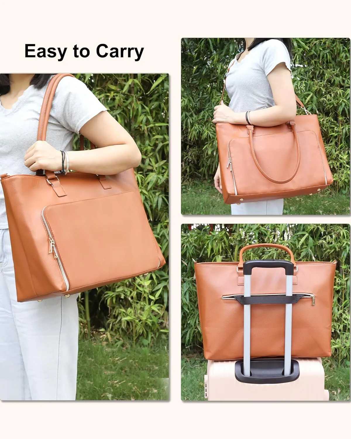 Laptop Bag for Women 17.3 Inch Laptop Tote Bag Large Teacher Tote Bag Waterproof Leather Business Office Work Briefcase Stylish Computer Bags Handbag Satchel Shoulder Bag