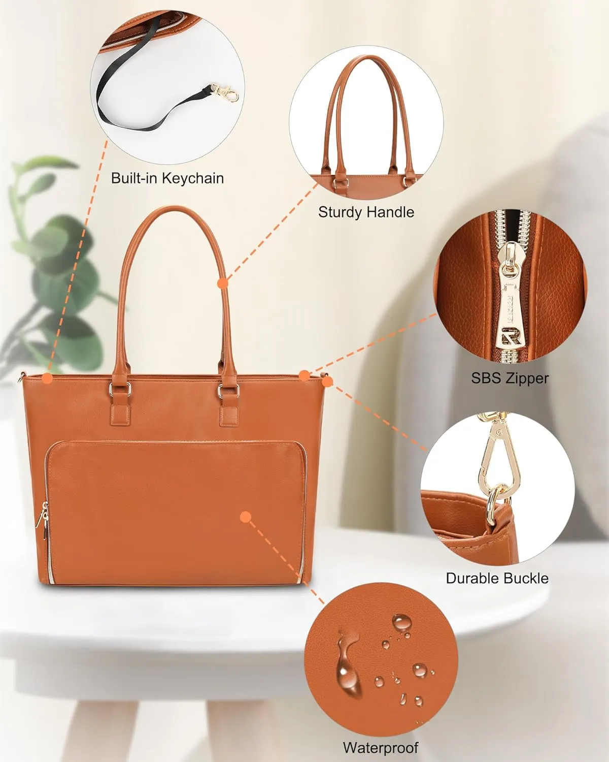 Laptop Bag for Women 17.3 Inch Laptop Tote Bag Large Teacher Tote Bag Waterproof Leather Business Office Work Briefcase Stylish Computer Bags Handbag Satchel Shoulder Bag