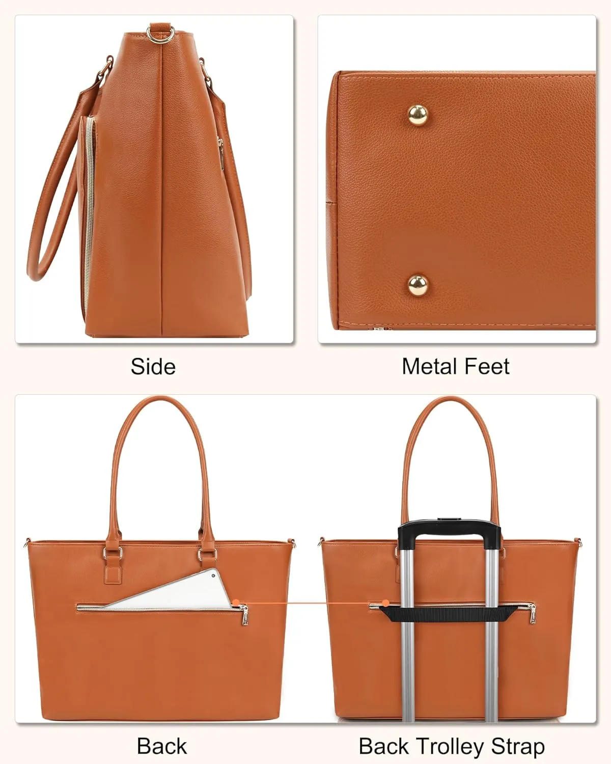 Laptop Bag for Women 17.3 Inch Laptop Tote Bag Large Teacher Tote Bag Waterproof Leather Business Office Work Briefcase Stylish Computer Bags Handbag Satchel Shoulder Bag