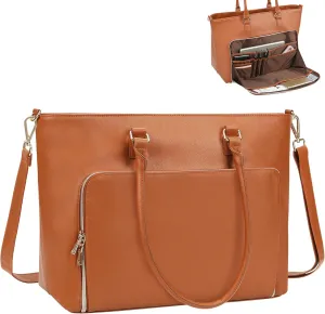 Laptop Bag for Women 17.3 Inch Laptop Tote Bag Large Teacher Tote Bag Waterproof Leather Business Office Work Briefcase Stylish Computer Bags Handbag Satchel Shoulder Bag