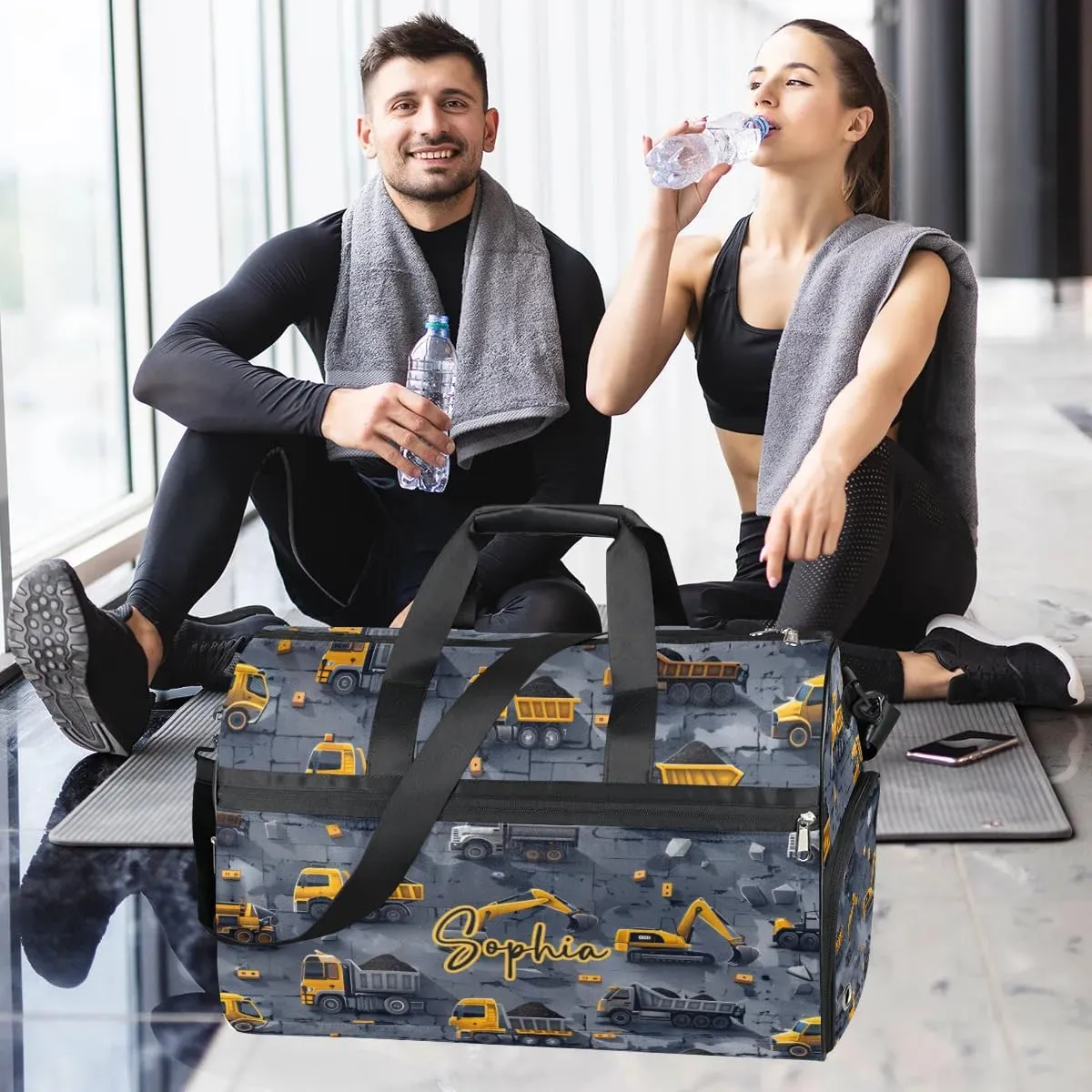 Large Gym Bag Custom Duffel Bag for Women Luggage Bag for Adults Weekender Men Football Bags for Equipment Engineering Vehicles Grey Travel Duffel Bag