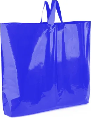 Large Plastic Shopping Bags with Handles | Boutique Bags for Small Business & Merchandise (Blue)