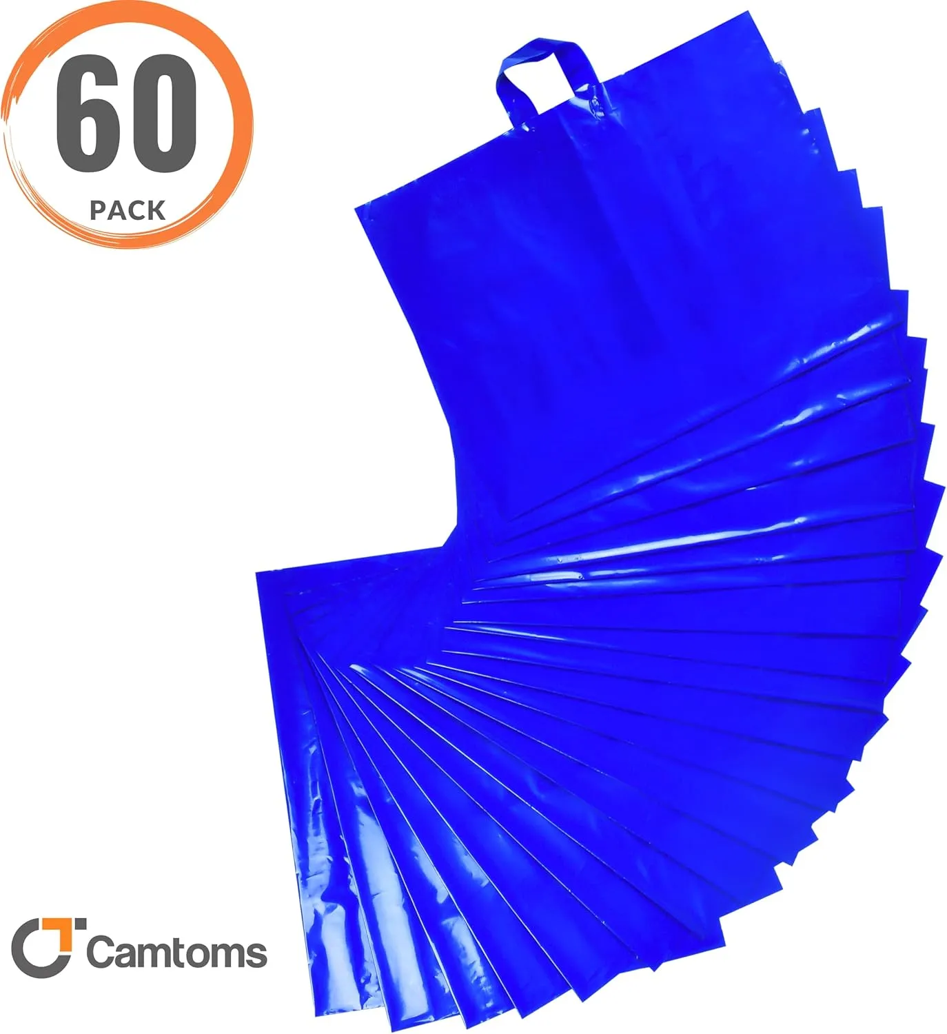 Large Plastic Shopping Bags with Handles | Boutique Bags for Small Business & Merchandise (Blue)