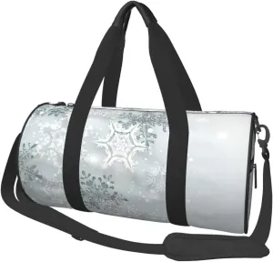 Large Weekender Overnight Bag Fashion Sports Gym Bag Crystal Snowflake Winter Travel Duffel Bag With Adjustable Shoulder Strap