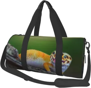 Large Weekender Overnight Bag Fashion Sports Gym Bag Lizard Reptile Travel Duffel Bag With Adjustable Shoulder Strap