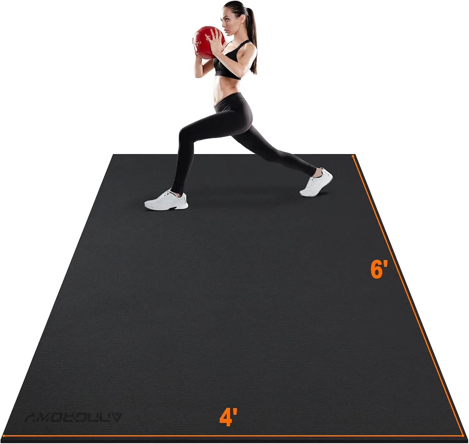 Large Workout Mat 6'x2' & 6'x4' - Home Gym Flooring for Weightlifting, Jump Rope, MMA, Yoga, Cardio, Stretch, Plyo, HIIT - Shoe-Friendly