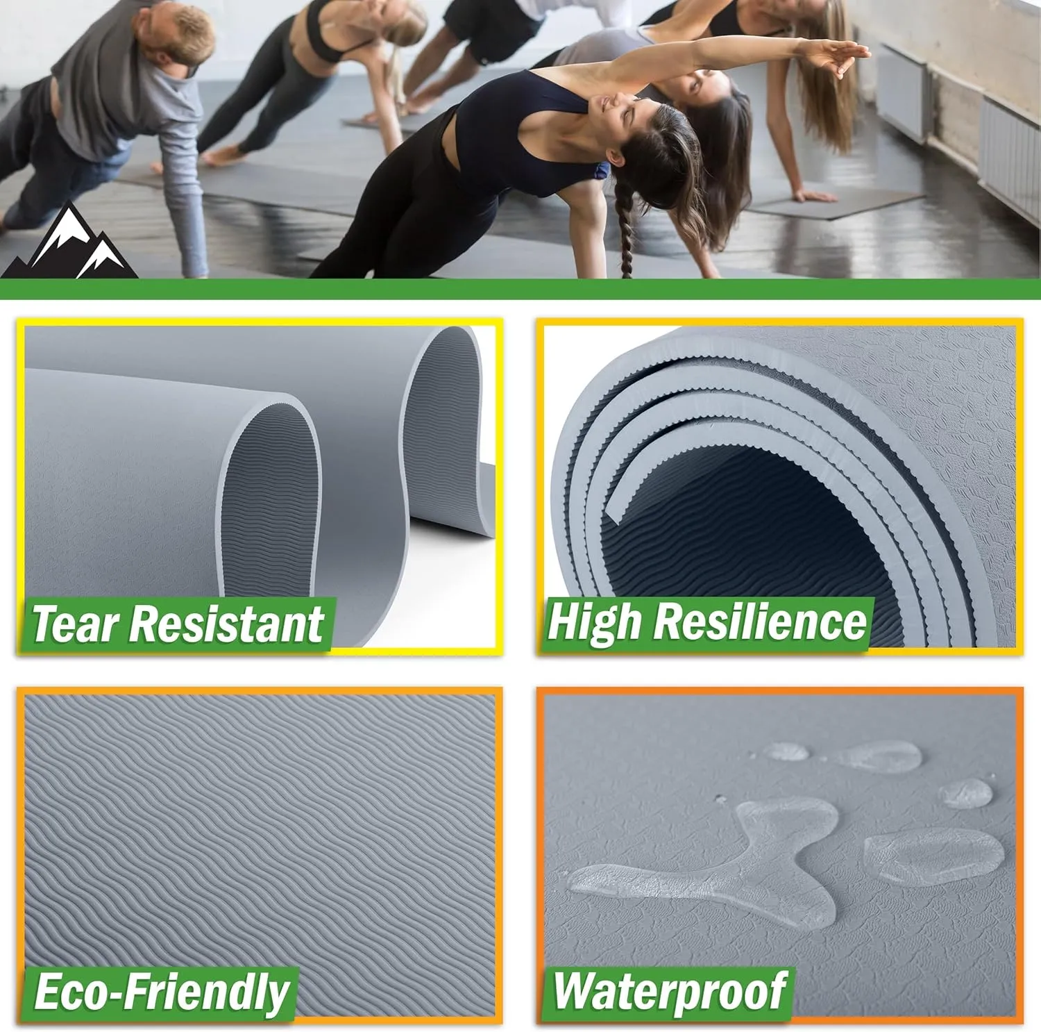 Large Yoga Mat - 6’x4’ Wide Exercise Mat - 8mm Thick Non-Slip Workout Mat