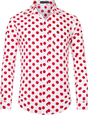 Lars Amadeus Polka Dots Dress Shirt for Men's Button Down Long Sleeve Casual Business Shirts