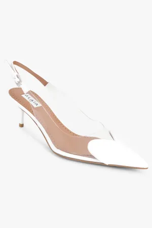 Le Coeur 55mm Patent Slingback | White