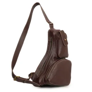 Leather Crossbody Sling Bag With Lined Interior