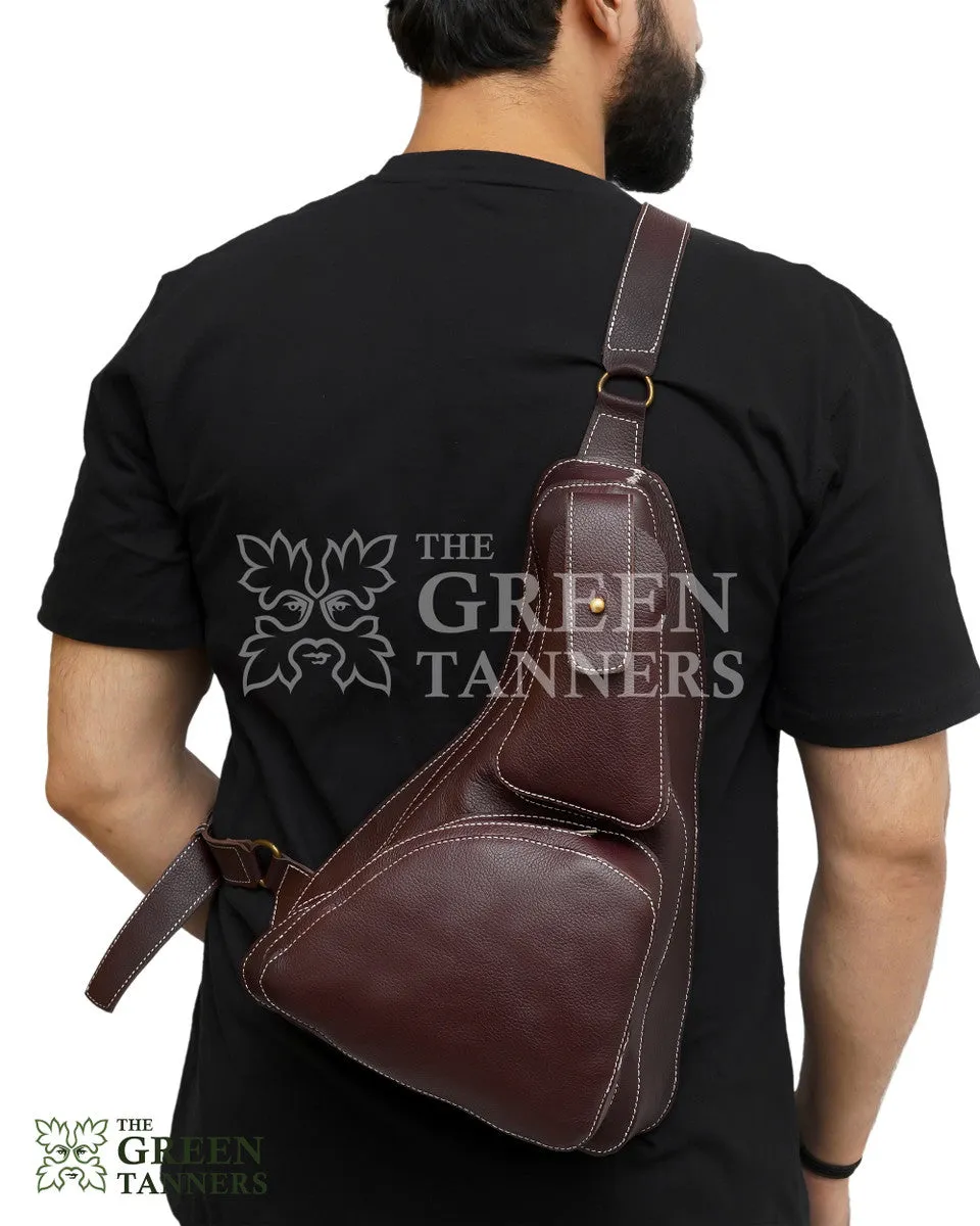 Leather Crossbody Sling Bag With Lined Interior