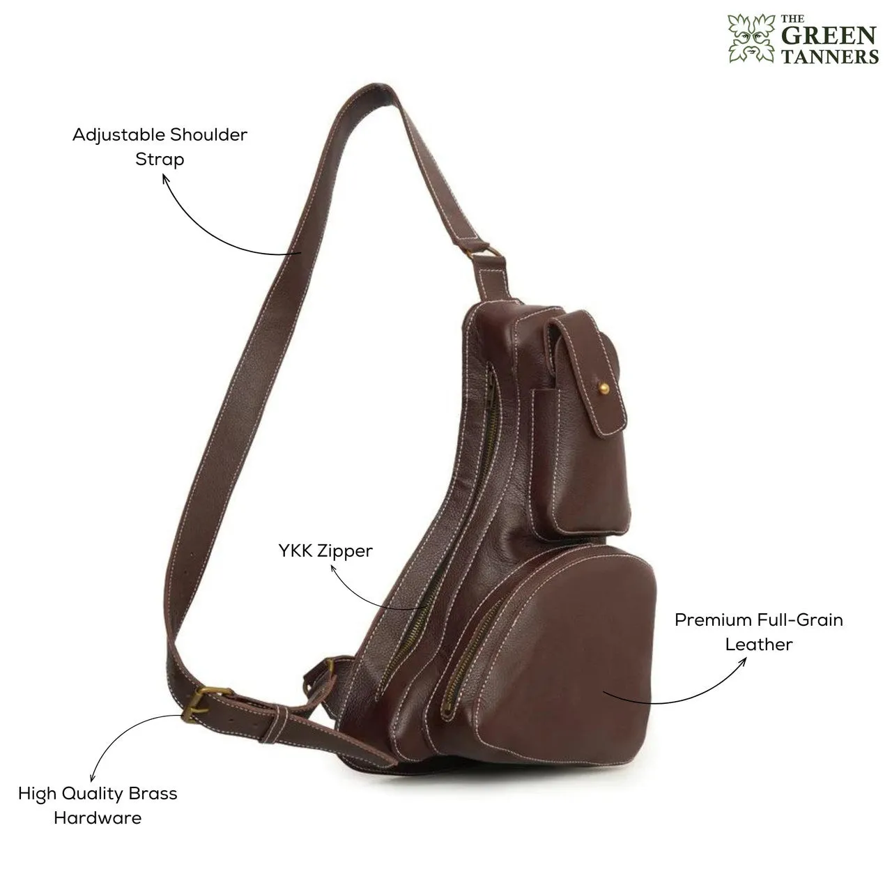 Leather Crossbody Sling Bag With Lined Interior