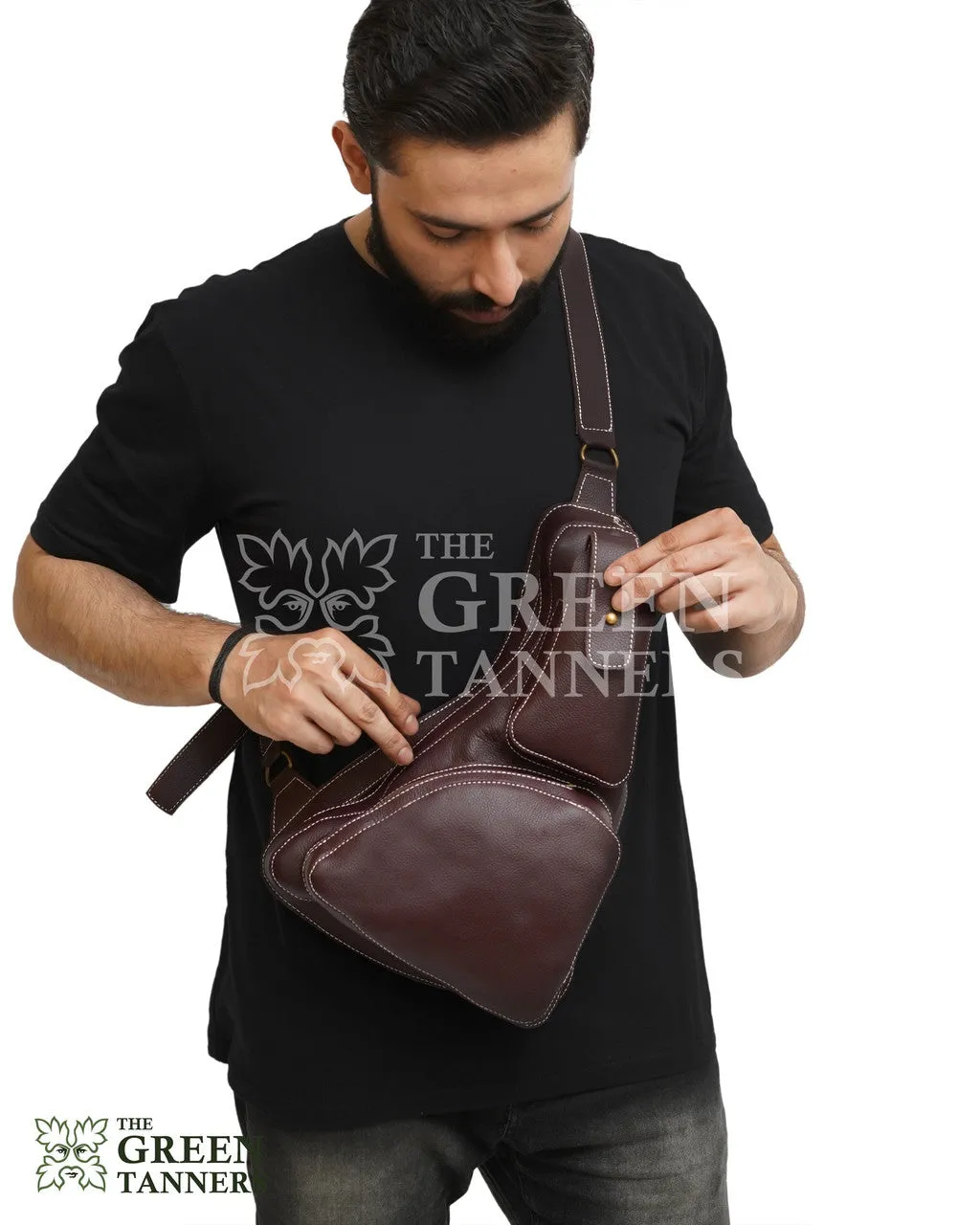 Leather Crossbody Sling Bag With Lined Interior
