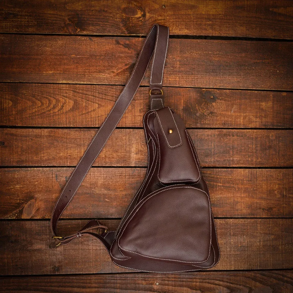 Leather Crossbody Sling Bag With Lined Interior