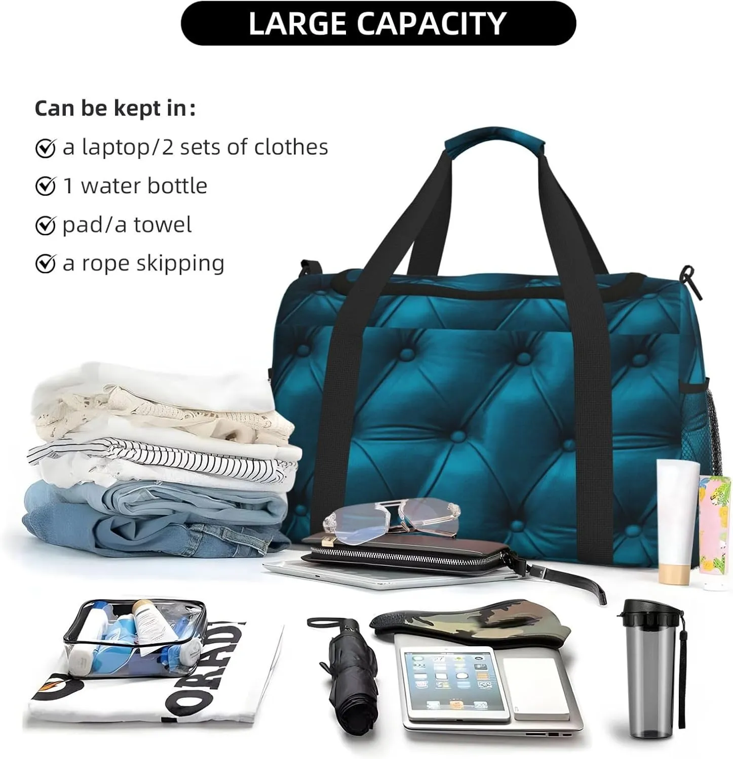Leather Travel Duffel Bag Large Foldable Waterproof Overnight Bag For Beach Swim Bags Pool Sports Gym