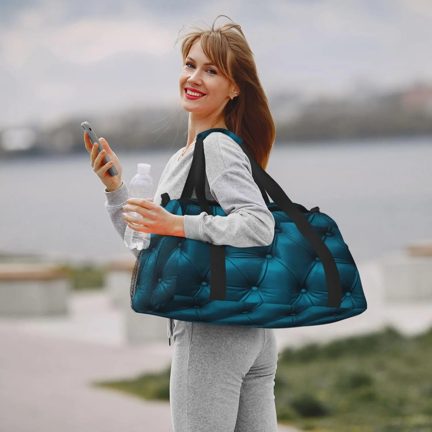 Leather Travel Duffel Bag Large Foldable Waterproof Overnight Bag For Beach Swim Bags Pool Sports Gym