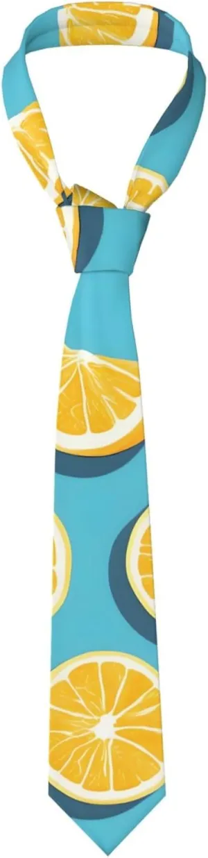 Lemon wedges Prints Men's Necktie - Stylish and Durable Polyester Tie for Business, Weddings, and Parties, Black, One Size