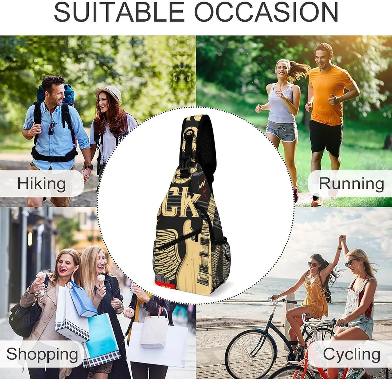 Leopard-print Sling Bag Crossbody Chest Bag Shoulder Bag For Travel Hiking Cycling Camping