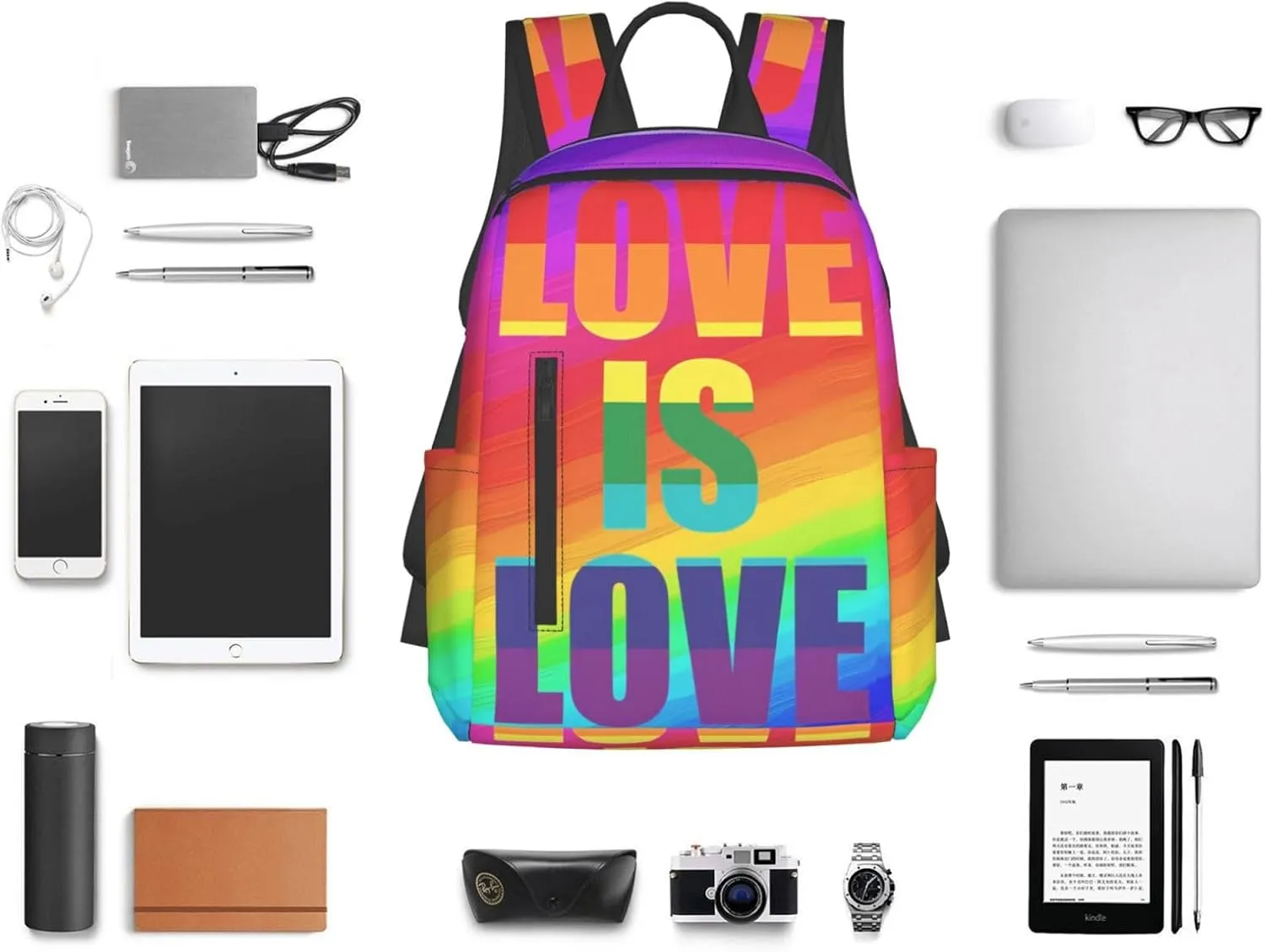 LGBT Rainbow Gay Pride Love Is Love Travel Laptop Backpack Casual Backpacks Double Shoulder Daypack Notebook Rucksack Work Bags Sports Bag for Gym Hiking Camping Beach