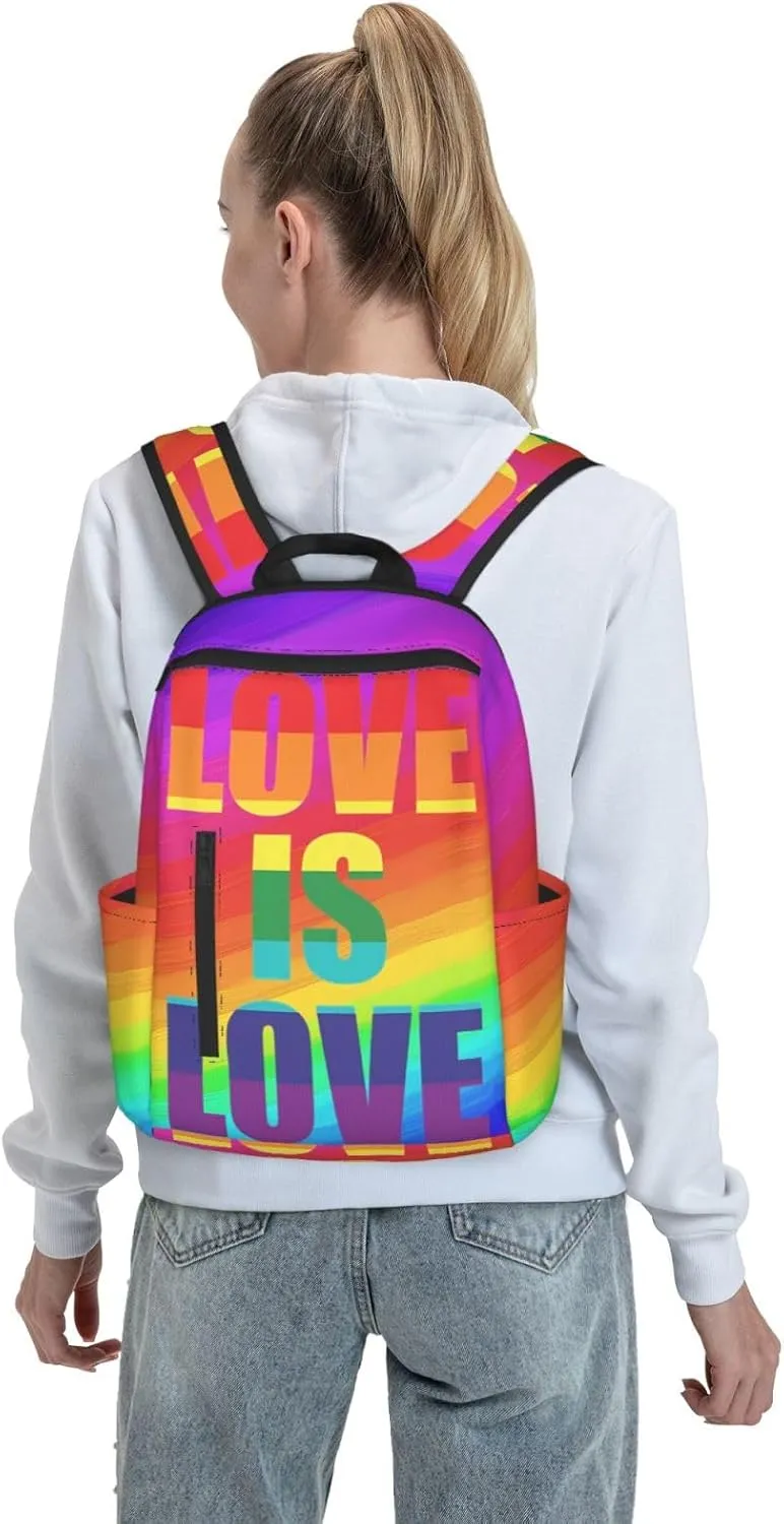 LGBT Rainbow Gay Pride Love Is Love Travel Laptop Backpack Casual Backpacks Double Shoulder Daypack Notebook Rucksack Work Bags Sports Bag for Gym Hiking Camping Beach