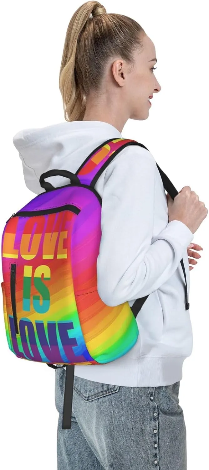 LGBT Rainbow Gay Pride Love Is Love Travel Laptop Backpack Casual Backpacks Double Shoulder Daypack Notebook Rucksack Work Bags Sports Bag for Gym Hiking Camping Beach