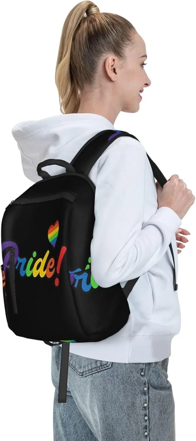 LGBT Rainbow Pride Gay Heart Travel Laptop Backpack Casual Backpacks Double Shoulder Daypack Notebook Rucksack Work Bags Sports Bag for Gym Hiking Camping Beach
