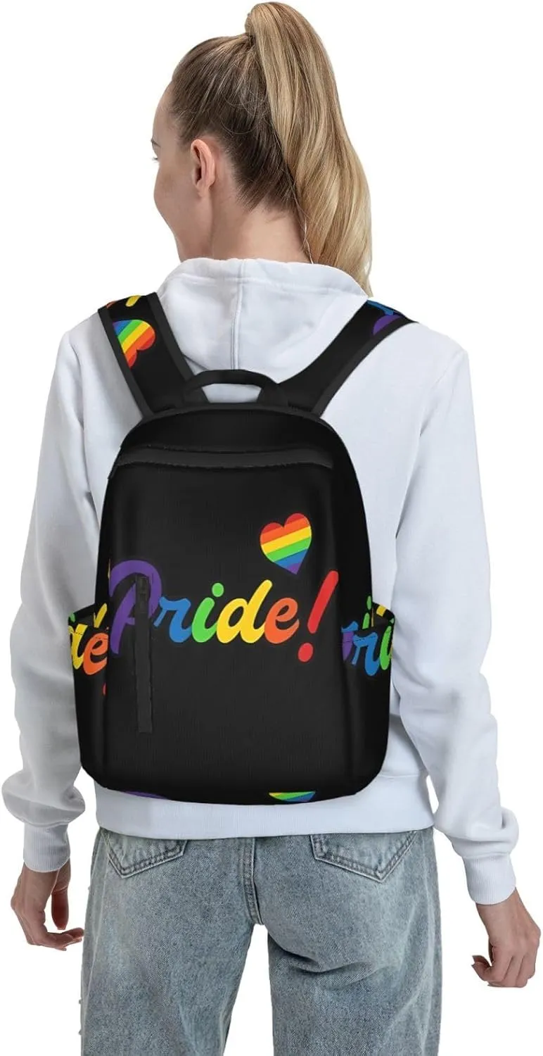 LGBT Rainbow Pride Gay Heart Travel Laptop Backpack Casual Backpacks Double Shoulder Daypack Notebook Rucksack Work Bags Sports Bag for Gym Hiking Camping Beach