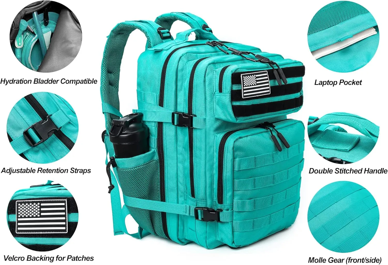 LHI Military Tactical Backpack for Men and Women 45L Army 3 Days Assault Pack Bag Large Rucksack with Molle System